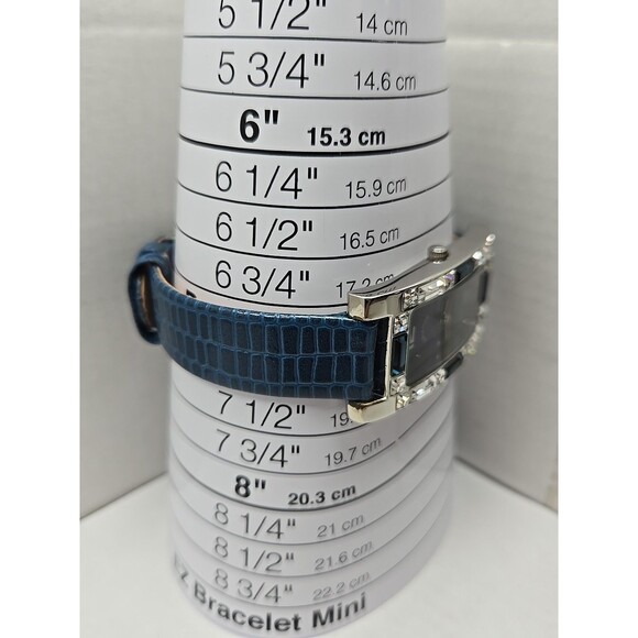 Adrienne Crystal Bezel Blue Alligator Leather Strap Womens Watch New Battery - Picture 7 of 12